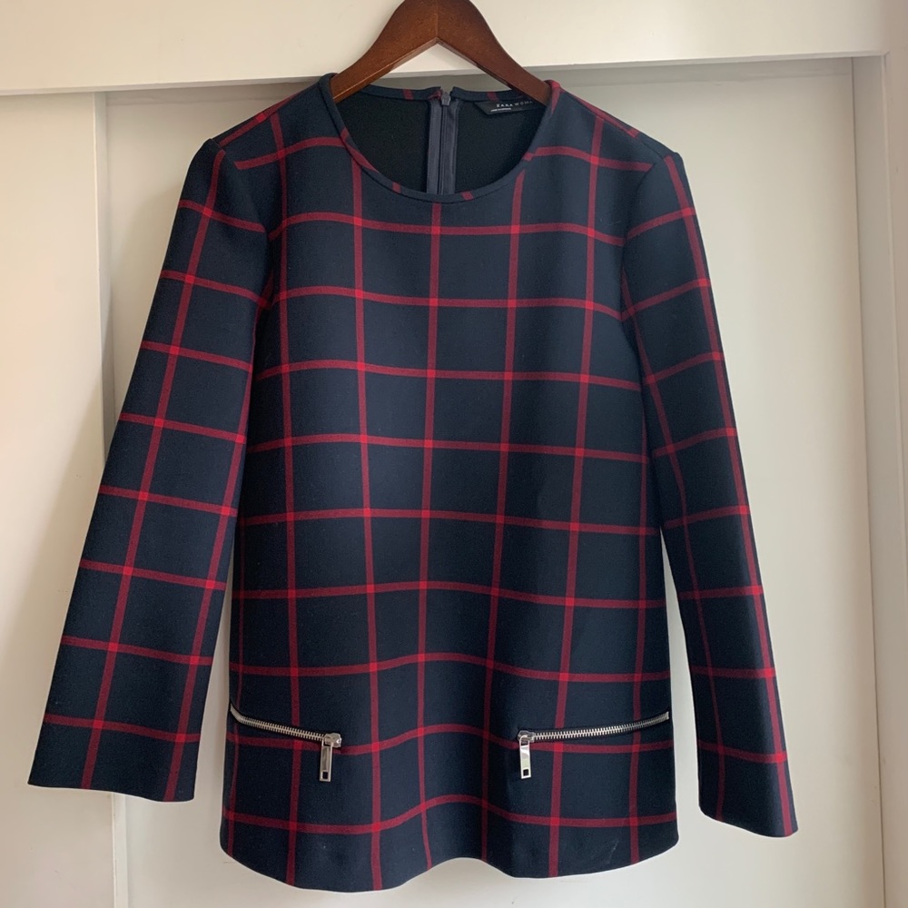 Zara checkers blouse